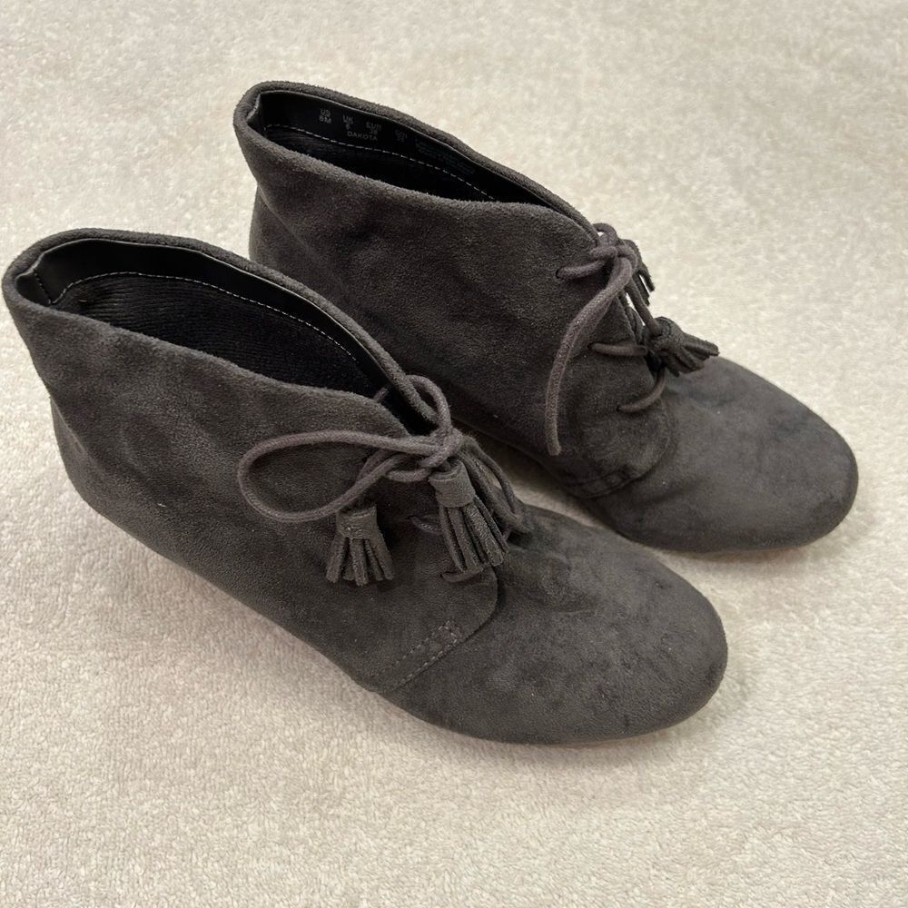Dr. Scholl's Gray Ankle Booties Suede Minimalist